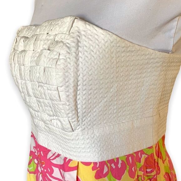 Lilly Pulitzer basketweave bodice with floral dress sz 8 - Picture 3 of 8